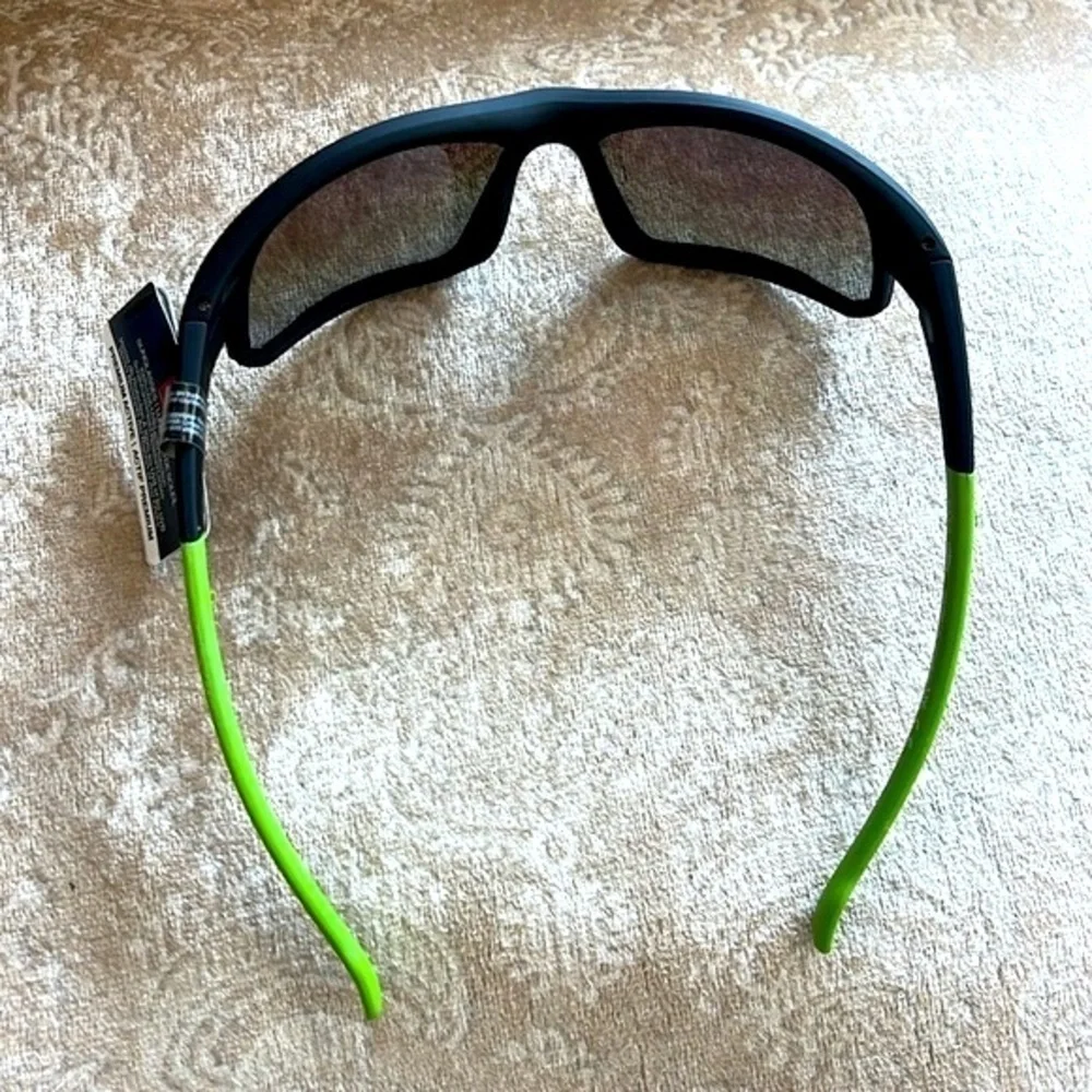 Brand New Rawlings Black Half-Rim Rectangle Shield Sport Wrap Mirror Sunglasses